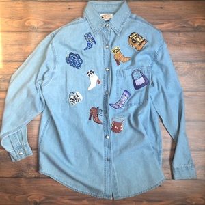 Tia Designs Button Up Denim Shirt